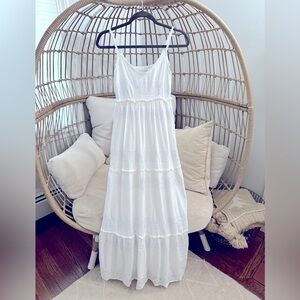 Jessica Simpson White Eyelet Maxi Dress Small Boho Festival‎ Bridal Baby Shower